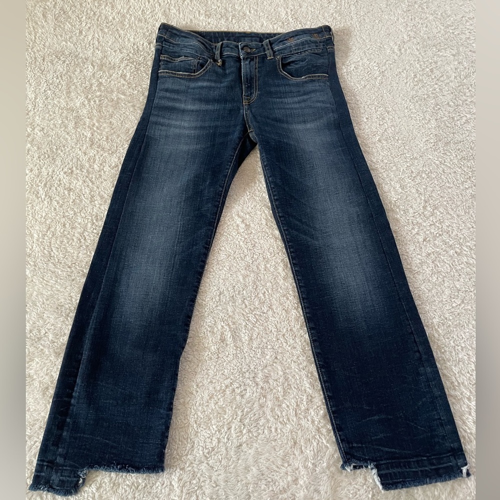 R13 Women's Straight Leg Jeans in Dark Wash Blue
